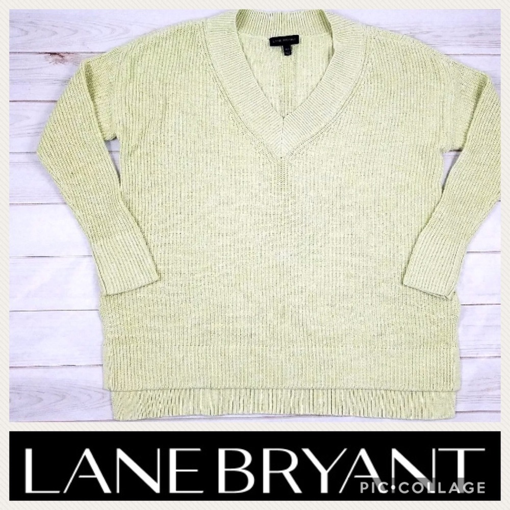Lane Bryant Thick Knit V-Neck Sweater NWT 2X Green